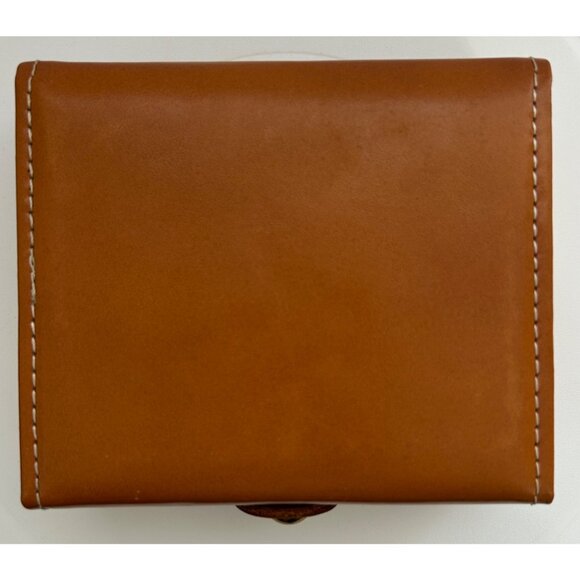 Vintage Brown Faux Leather Trinket Jewelry Box Brass Button Closure Retro Decor - Picture 6 of 14